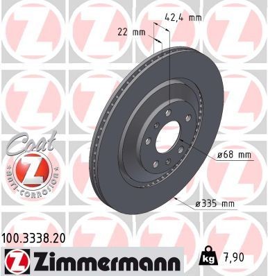 ZIMMERMANN COAT Z 100.3338.20 Brake disc 3D0615601C