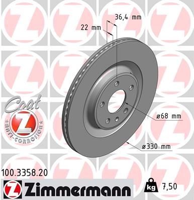Brake disc 100.3358.20 from ZIMMERMANN