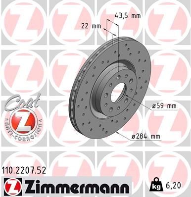 Alfa Romeo GT Brake disc ZIMMERMANN 110.2207.52 cheap
