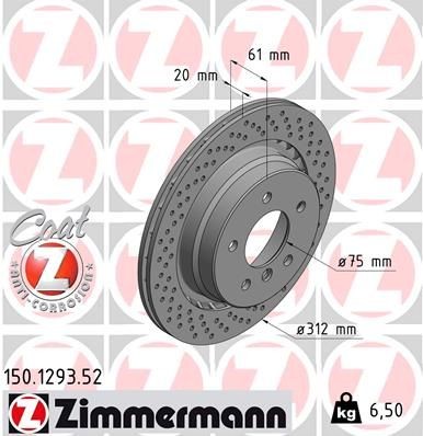ZIMMERMANN SPORT COAT Z 150.1293.52 Brake disc 34212227178