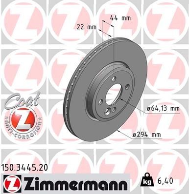 Original 150.3445.20 ZIMMERMANN Brake discs and rotors MINI