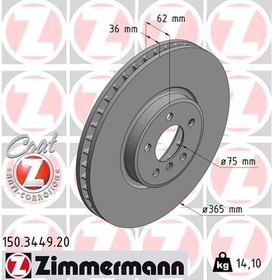 ZIMMERMANN COAT Z 150.3449.20 Brake disc 34116886481