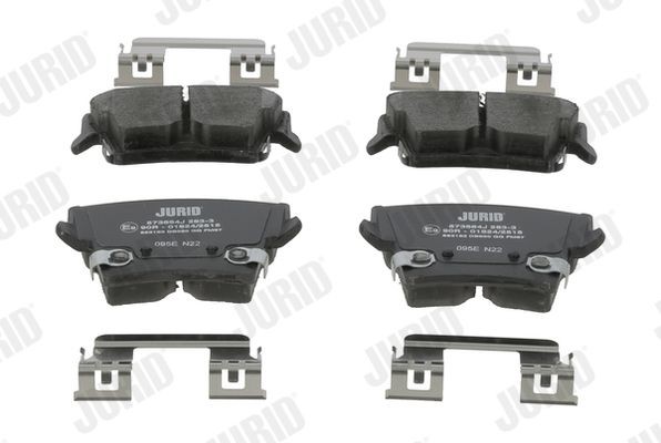 24163 JURID with acoustic wear warning, with accessories Height 1: 57,4mm, Height: 57,4mm, Width: 101,3mm, Thickness: 18mm Brake pads 573684J buy