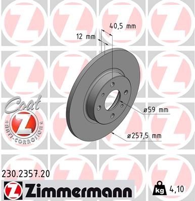 Original 230.2357.20 ZIMMERMANN Disc brake set ALFA ROMEO
