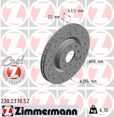 Opel CORSA Disc brakes 1739232 ZIMMERMANN 230.2370.52 online buy