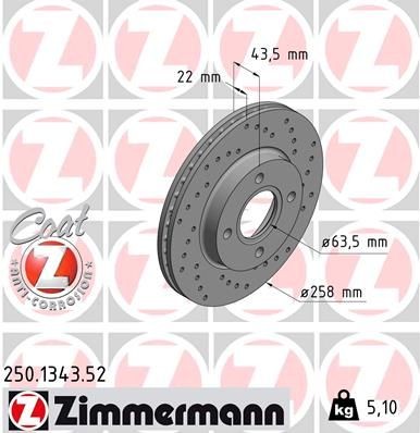 Ford FIESTA Brake discs 1739697 ZIMMERMANN 250.1343.52 online buy