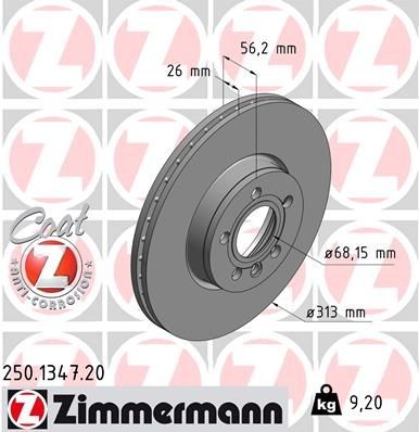 Volkswagen TRANSPORTER Brake discs and rotors 1739703 ZIMMERMANN 250.1347.20 online buy