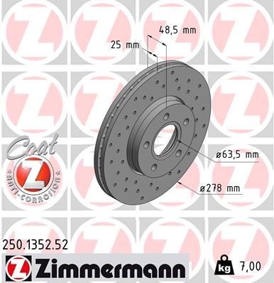 Zimmermann Sport Bremsscheiben COAT Z gelocht/Bremsen Bremsbeläge Sensoren vorne
