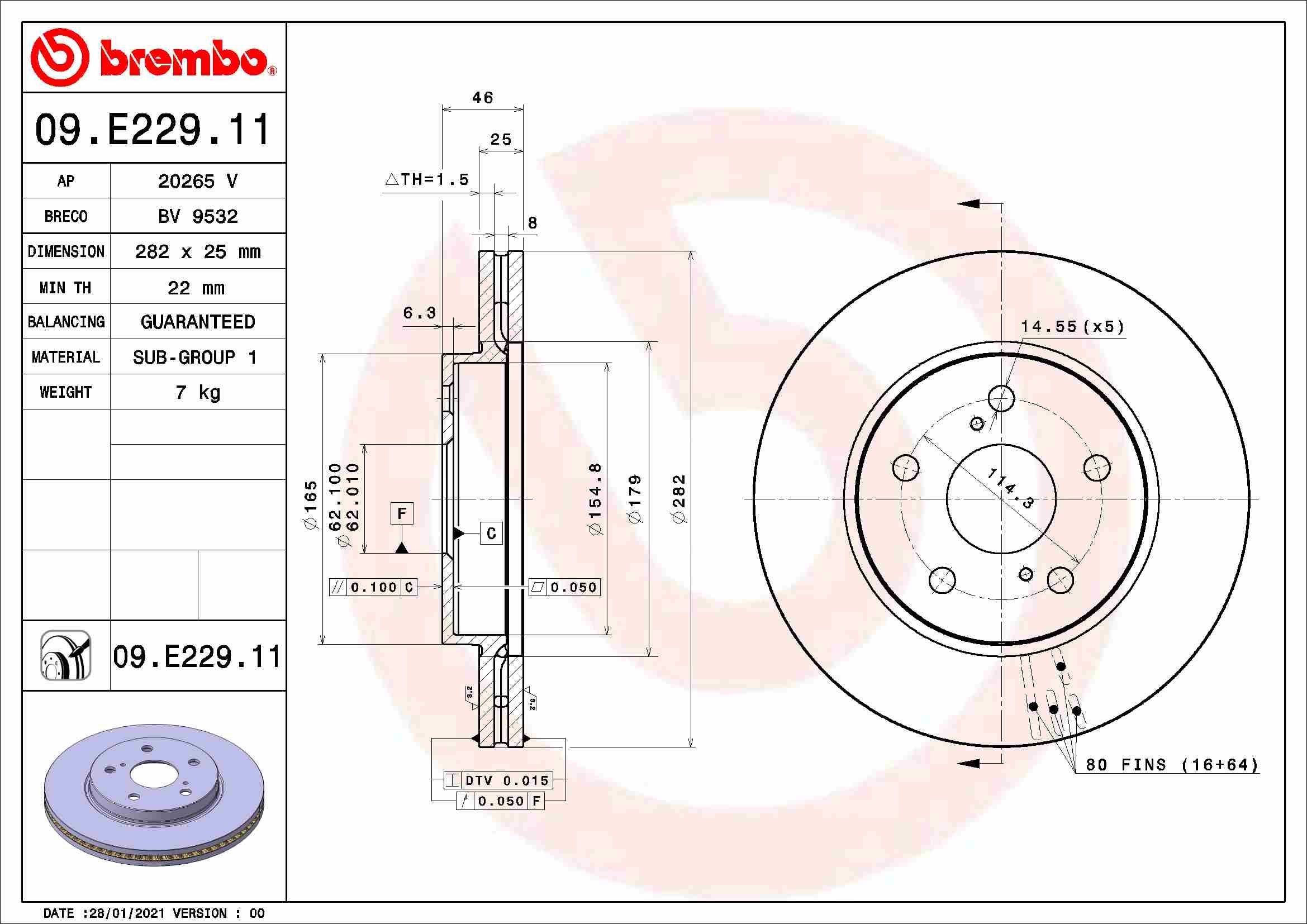 Suzuki Brake disc BREMBO 09.E229.11 at a good price