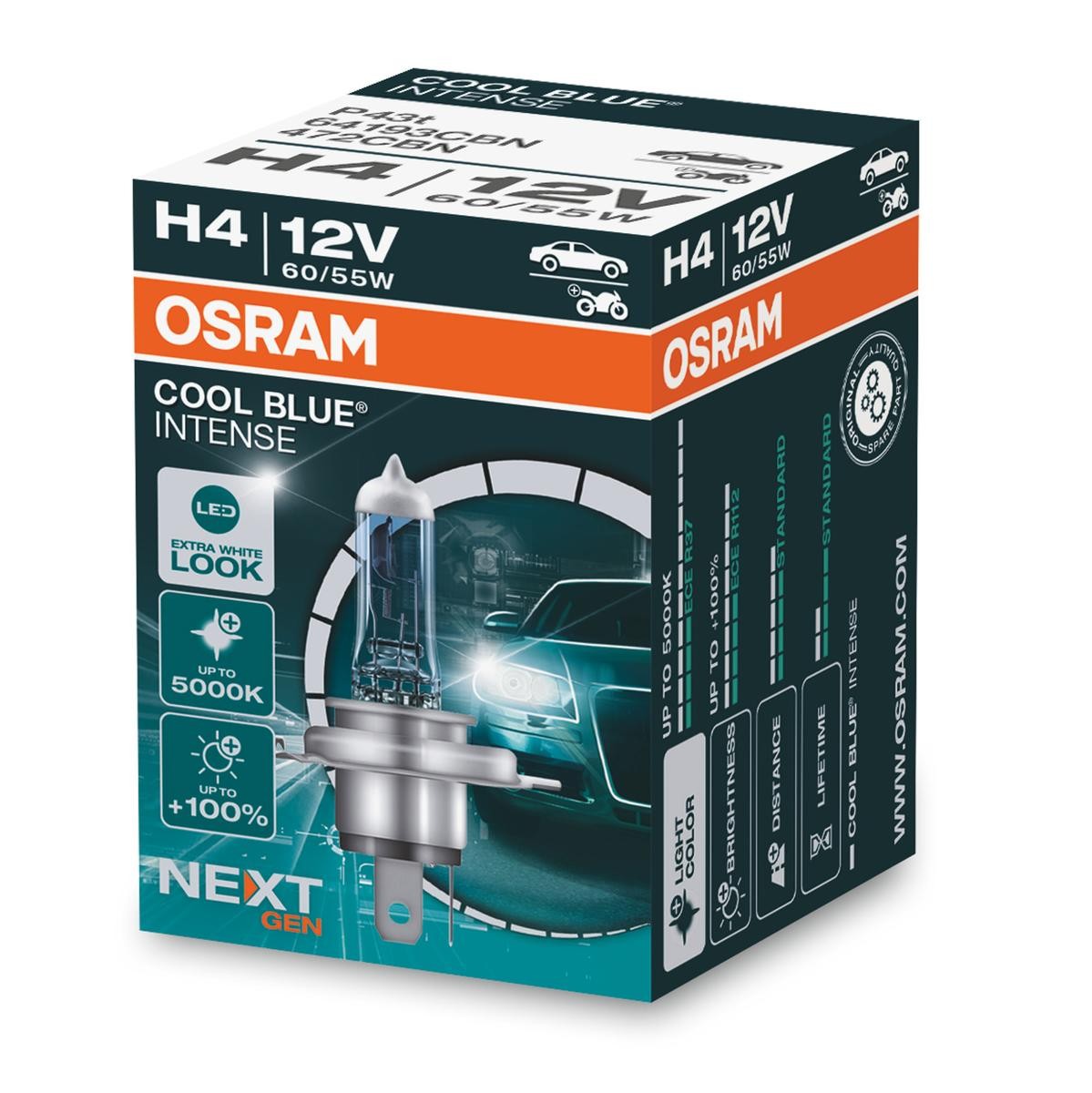 64193CBN OSRAM High beam bulb ROVER H4 12V 60/55W P43t, 5000K, Halogen
