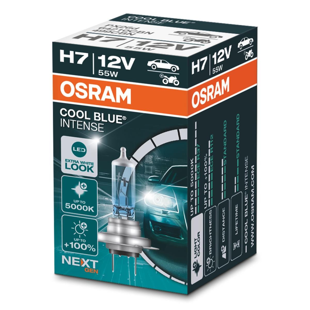 Headlight bulb OSRAM COOL BLUE INTENSE next Generation H7 12V 55W PX26d, 5000K, Halogen - 64210CBN