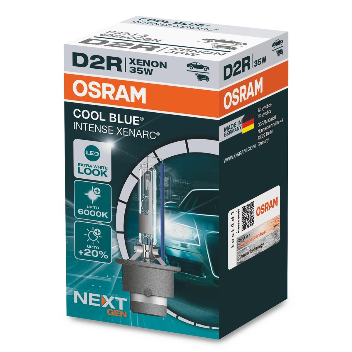 64210CBN OSRAM COOL BLUE INTENSE next Generation H7 12V 55W PX26d, 5000K,  Halógena Lámpara, faro de carretera