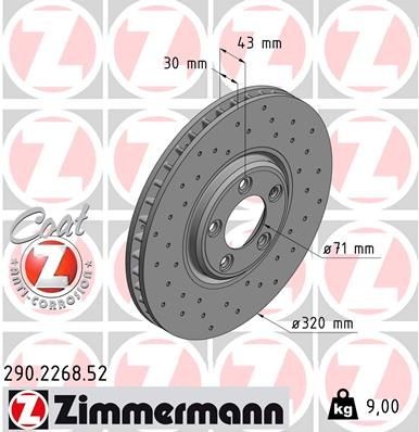 Original ZIMMERMANN Sport-Bremsscheiben 290.2268.52 für JAGUAR XJ