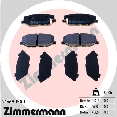 21568.150.1 ZIMMERMANN Brake pad set SUZUKI with acoustic wear warning, Photo corresponds to scope of supply