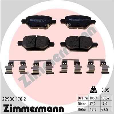 Opel MOKKA Brake pad 17398898 ZIMMERMANN 22930.170.2 online buy