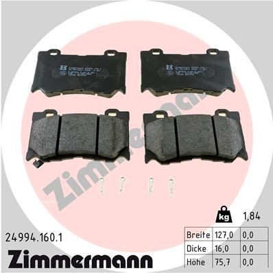 Brake pad set ZIMMERMANN 24994.160.1 - Nissan GT-R Tuning spare parts order