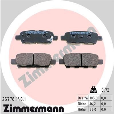 25778.140.1 ZIMMERMANN Brake pad set NISSAN Photo corresponds to scope of supply