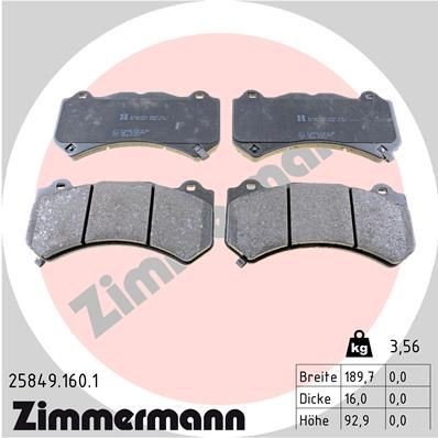 Original 25849.160.1 ZIMMERMANN Brake pads DODGE
