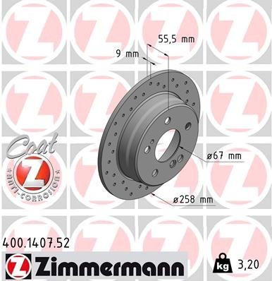 ZIMMERMANN SPORT COAT Z 258x9mm, 7/5, 5x112, solid, Perforated, Coated Ø: 258mm, Rim: 5-Hole, Brake Disc Thickness: 9mm Brake rotor 400.1407.52 buy