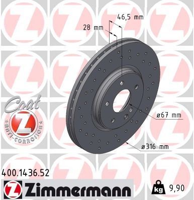 ZIMMERMANN SPORT COAT Z 400.1436.52 Brake disc A 210 421 14 12