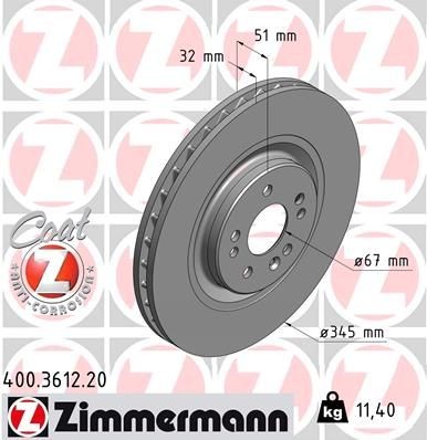 ZIMMERMANN COAT Z 400.3612.20 Brake disc A1634210312
