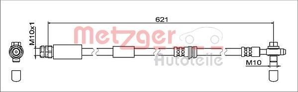 Original METZGER Flexible brake line 4112032 for VW POLO