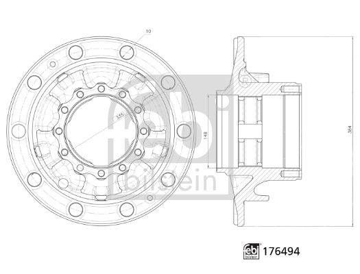 FEBI BILSTEIN 335, without wheel bearing, Rear Axle Wheel Hub 176494 buy