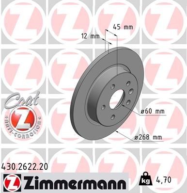 Original 430.2622.20 ZIMMERMANN Brake disc OPEL