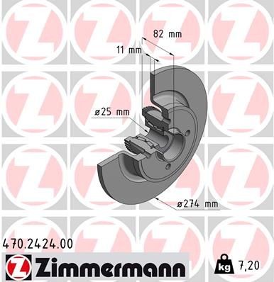 ZIMMERMANN 470.2424.00 Brake disc 274x11mm, 4/4, 4x100, solid