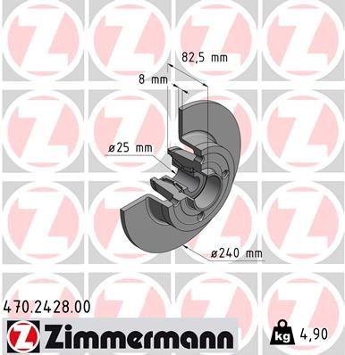 ZIMMERMANN 470.2428.00 Brake disc 240x8mm, 4/4, 4x100, solid