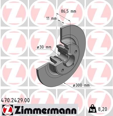 ZIMMERMANN 300x11mm, 5/5, 5x108, solid Ø: 300mm, Rim: 5-Hole, Brake Disc Thickness: 11mm Brake rotor 470.2429.00 buy