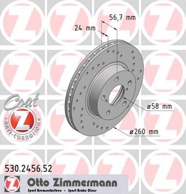 Original 530.2456.52 ZIMMERMANN Brake disc SUBARU