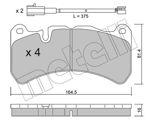 23955 METELLI incl. wear warning contact Thickness 1: 16,0mm Brake pads 22-1201-1 buy