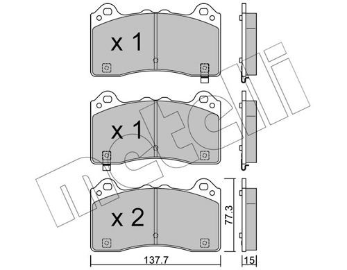 22569 METELLI with acoustic wear warning Thickness 1: 15,0mm Brake pads 22-1220-0 buy