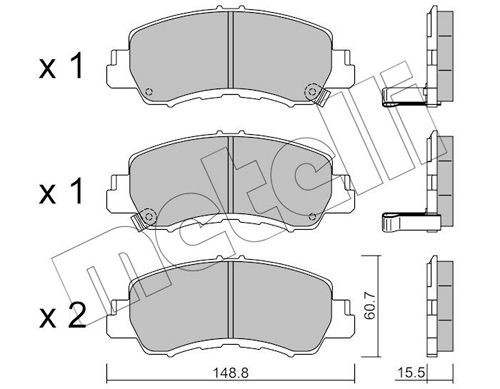 20949 METELLI with acoustic wear warning Thickness 1: 15,5mm Brake pads 22-1239-0 buy