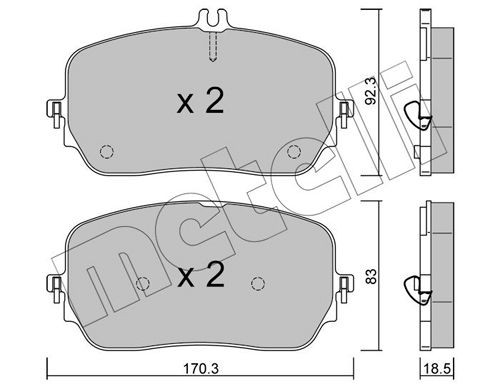22-1272-0 METELLI Brake pad set MERCEDES-BENZ prepared for wear indicator