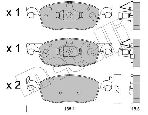 26444 METELLI with acoustic wear warning Thickness 1: 16,5mm Brake pads 22-1282-0 buy