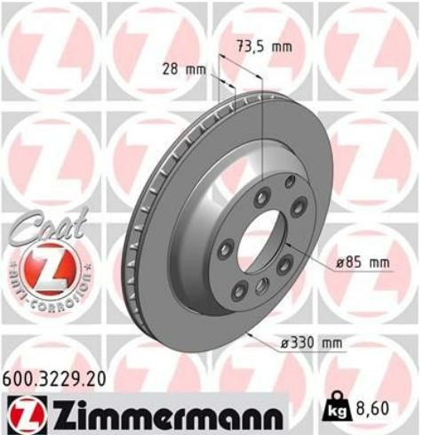 ZIMMERMANN Disques De Frein VW,AUDI,PORSCHE 600.3229.20 7L8615601C,7L8615601G,95535240130 Frein à Di