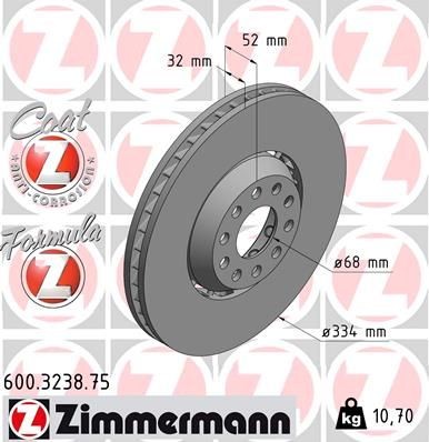 ZIMMERMANN FORMULA Z COAT Z 334x32mm, 10/5, 5x112, Vented, two-part brake disc, Coated, Alloyed/High-carbon Ø: 334mm, Rim: 5-Hole, Brake Disc Thickness: 32mm Brake rotor 600.3238.75 buy