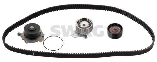 Timing belt kit SWAG with water pump, Number of Teeth: 168, with trapezoidal tooth profile, Plastic - 33 10 3625