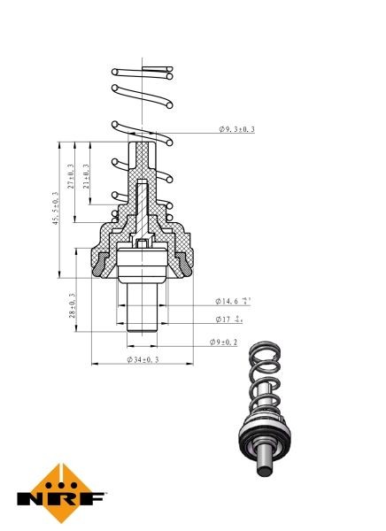 OEM-quality NRF 725203 Thermostat in engine cooling system