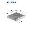 K 1236A Filtro aria abitacolo Suzuki Baleno 2 1.2 (A1K412) 90CV 66kW 2021