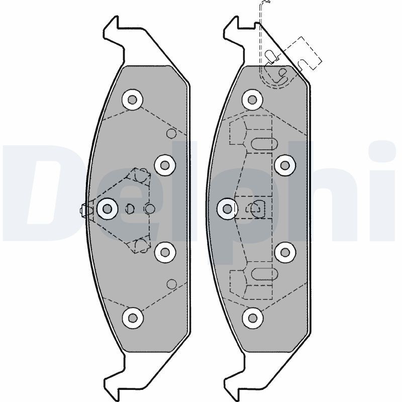 DELPHI LP1161 Brake pad set with acoustic wear warning, with anti-squeak plate, without accessories