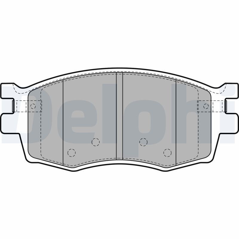 LP1951 DELPHI Brake pad set KIA with acoustic wear warning, with anti-squeak plate, without accessories
