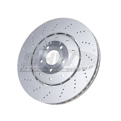 SHW Performance AFX46415 Brake disc Front Axle, 390x36mm, internally vented, two-part brake disc, perforated/nubby, Coated, High-carbon