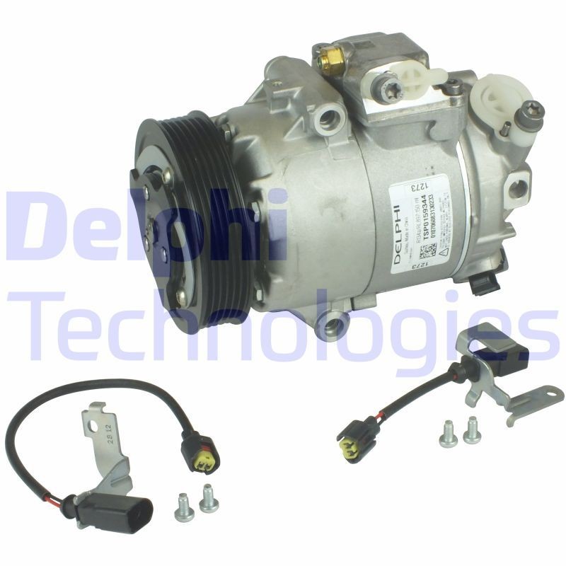 DELPHI TSP0159344 Air conditioning compressor SANDEN PXE13 / Denso, PAG 46, with PAG compressor oil