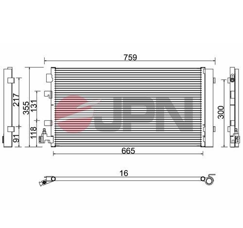 JPN with dryer, 355mm, R 134a Refrigerant: R 134a Condenser, air conditioning 60C9127-JPN buy