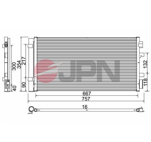 JPN with dryer, 354mm, R 134a Refrigerant: R 134a Condenser, air conditioning 60C9128-JPN buy