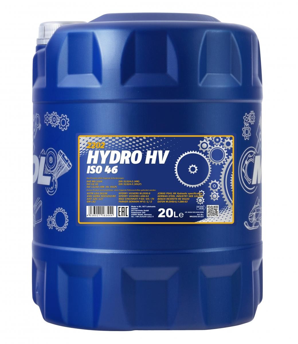 MANNOL Hydro HV ISO 46, ISO VG 46 Zentralhydrauliköl MN2202-20 kaufen