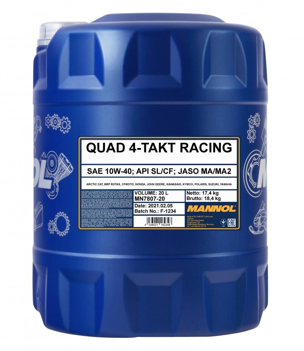 MANNOL Quad 4-Takt Racing 10W-40, 20l, Part Synthetic Oil Motor oil MN7807-20 buy